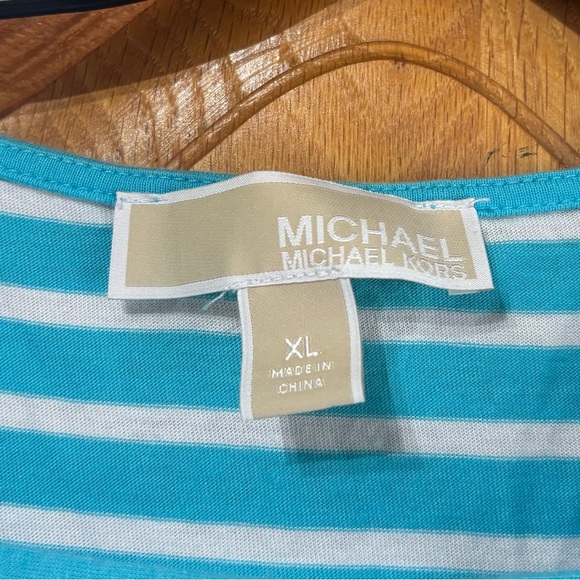Michael Kors Blue and White Short Sleeve Plus Size T-Shirt XL - Picture 3 of 5